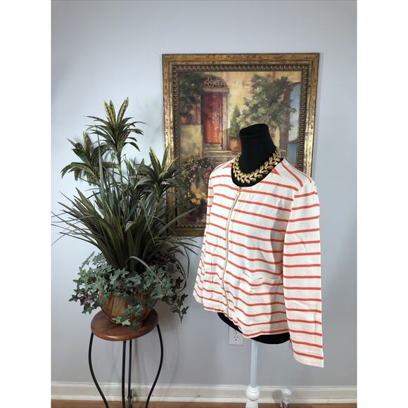 LANDS END Women's Size 14 Sweater Cropped 2 Pockets 100% Cotton Zip Up Cardigan - Picture 4 of 9